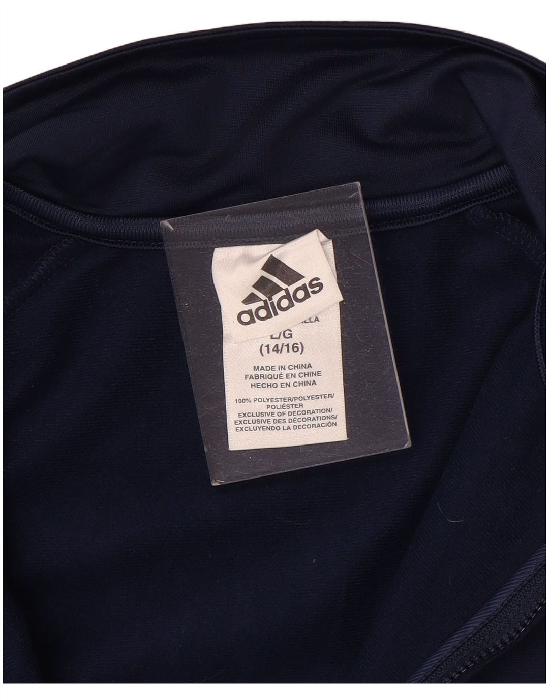 ADIDAS Boys Tracksuit Top Jacket 12-13 Years Large Navy Blue Polyester