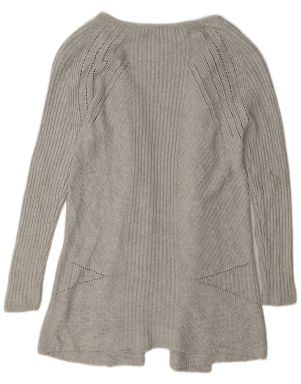 Marks & Spencer Womens Longline Open Cardigan Sweater UK 10 Small Grey