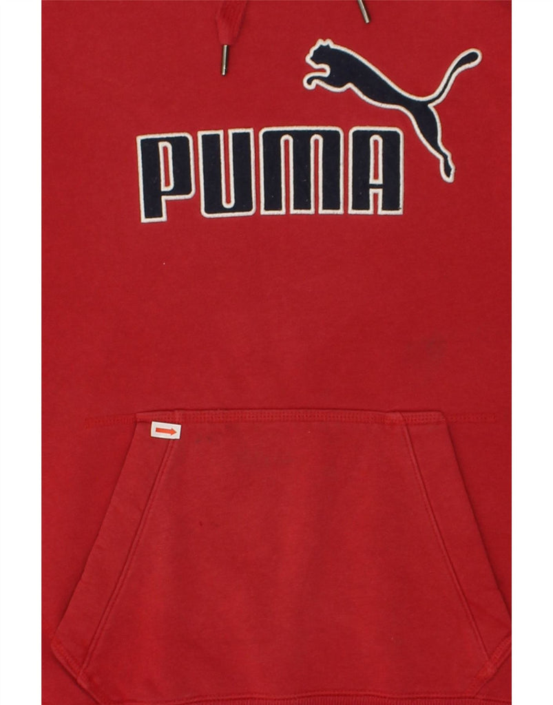 PUMA Mens Graphic Hoodie Jumper Medium Red Cotton | Vintage Puma | Thrift | Second-Hand Puma | Used Clothing | Messina Hembry 