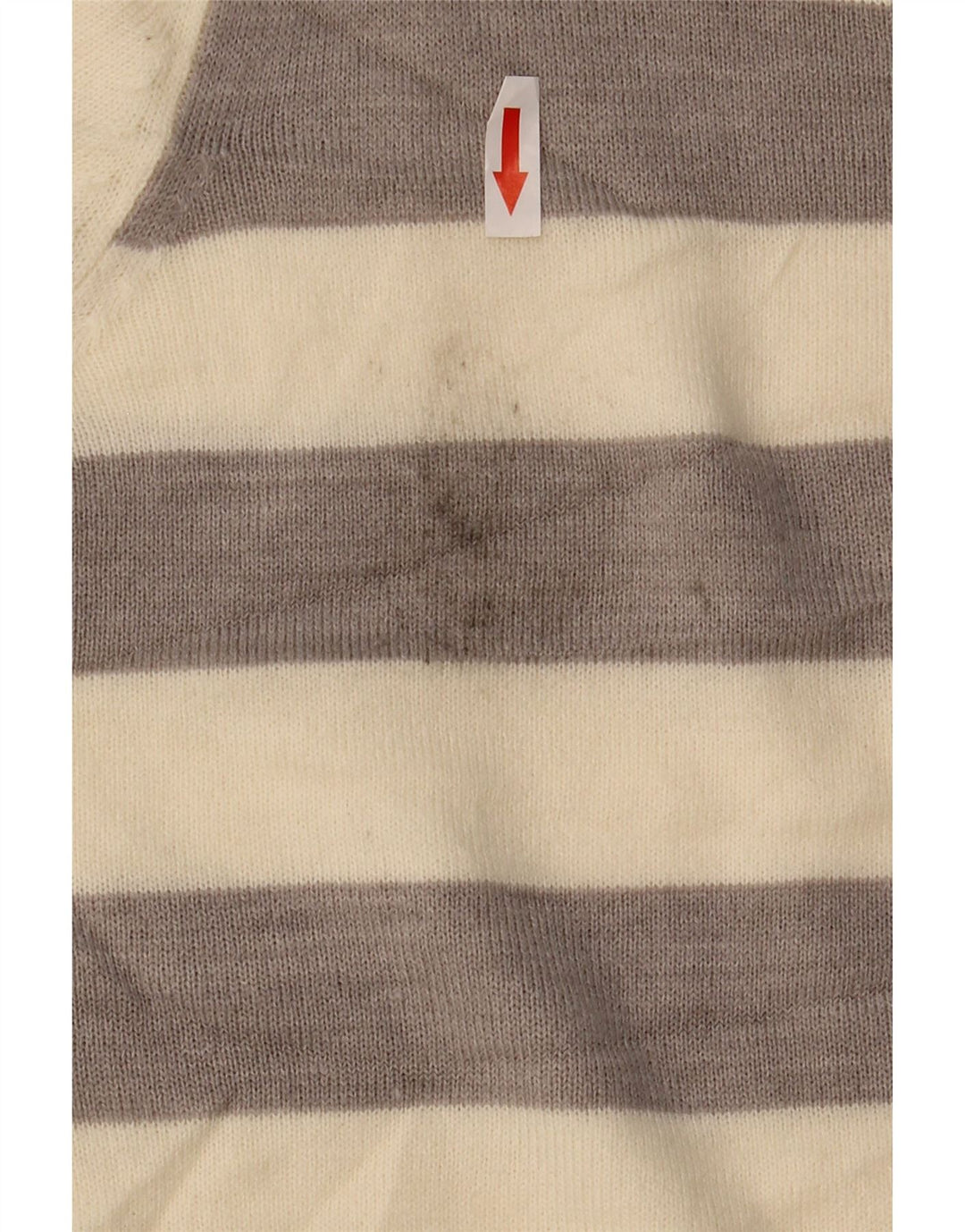 Marks & Spencer Womens Crew Neck Jumper Sweater UK 10 Small Beige Striped