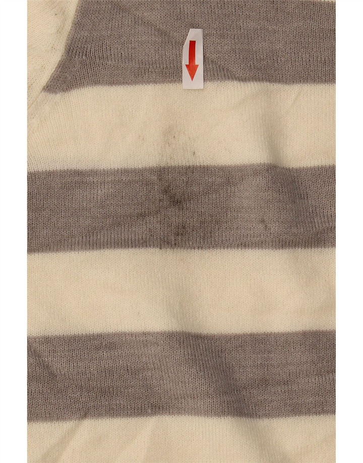 Marks & Spencer Womens Crew Neck Jumper Sweater UK 10 Small Beige Striped