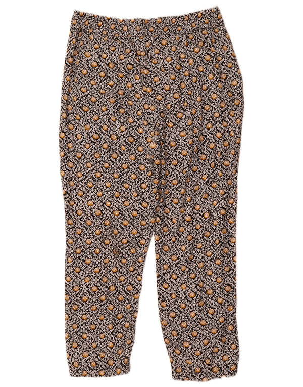 Marks & Spencer Womens Cropped Trousers UK 12 Medium W30 L24 Black Floral