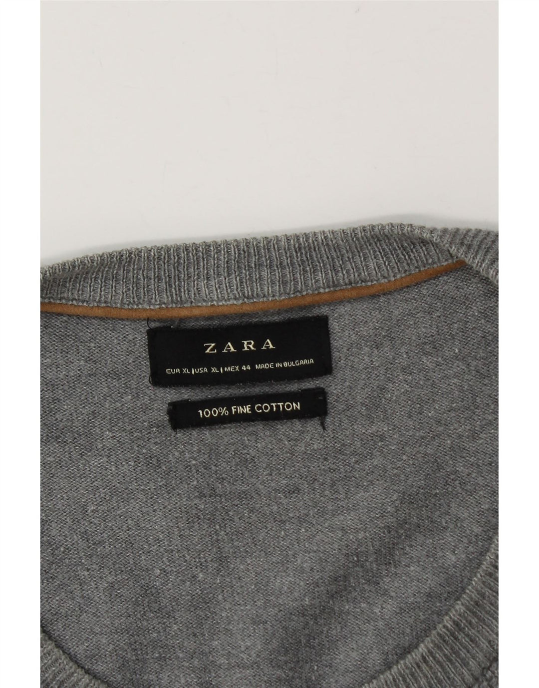 ZARA Mens Crew Neck Jumper Sweater XL Grey Cotton