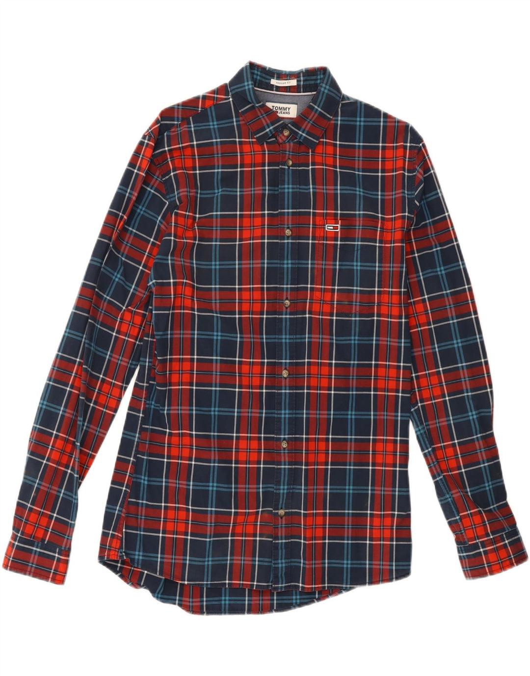 TOMMY HILFIGER Mens Regular Fit Flannel Shirt Medium Red Check Cotton Vintage Tommy Hilfiger and Second-Hand Tommy Hilfiger from Messina Hembry 
