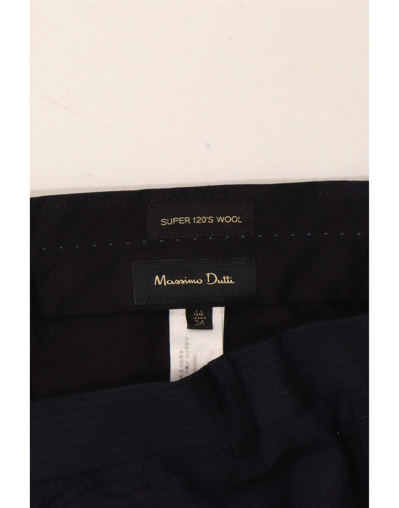 MASSIMO DUTTI Womens Straight Capri Trousers EU 44 XL W34 L20 Navy Blue Vintage Massimo Dutti and Second-Hand Massimo Dutti from Messina Hembry 