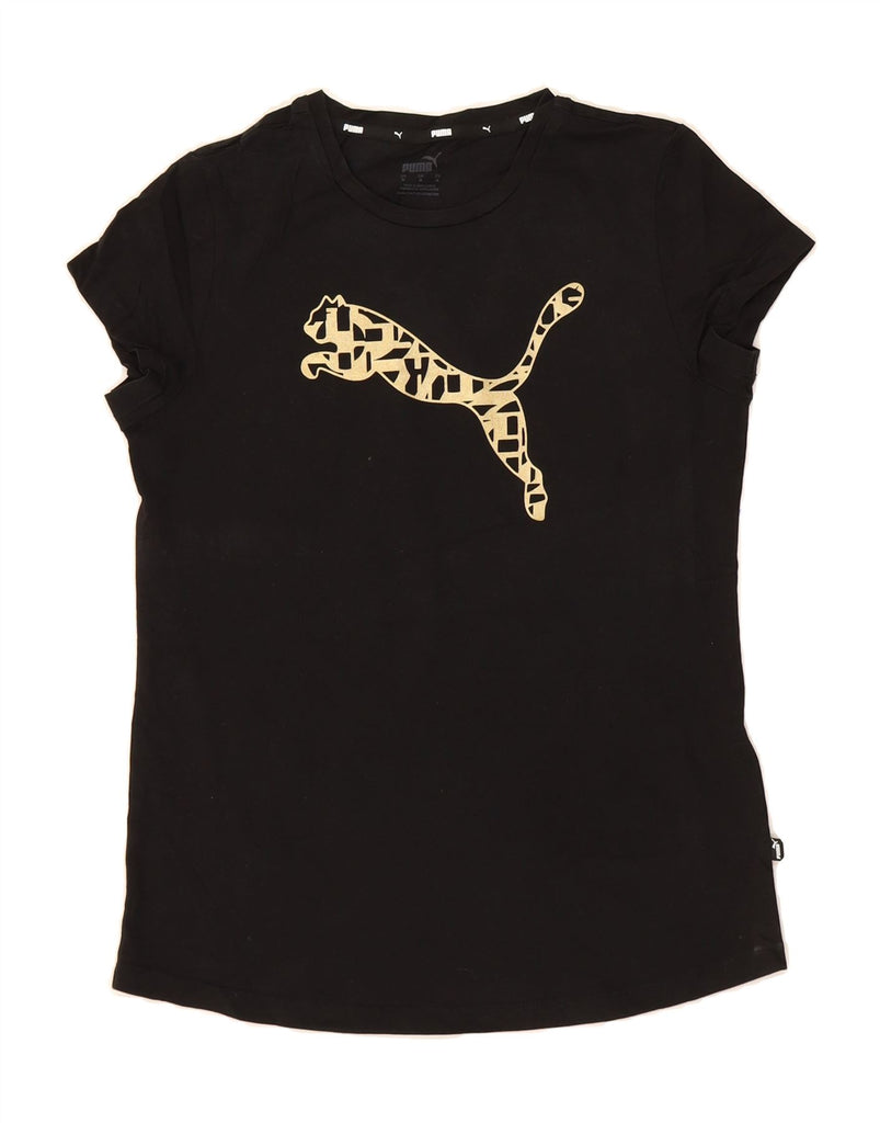 PUMA Womens Graphic T-Shirt Top UK 12 Medium Black Cotton Vintage Puma and Second-Hand Puma from Messina Hembry 