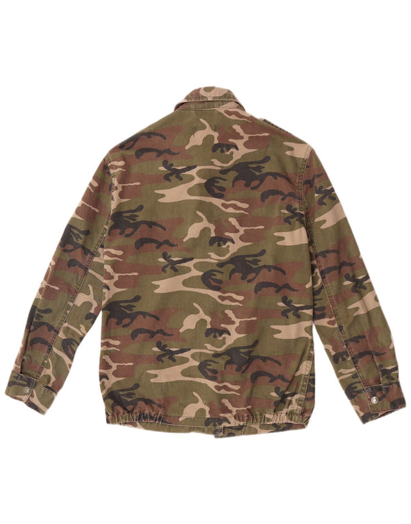 Topshop Womens Military Jacket UK 6 XS Khaki Camouflage Cotton