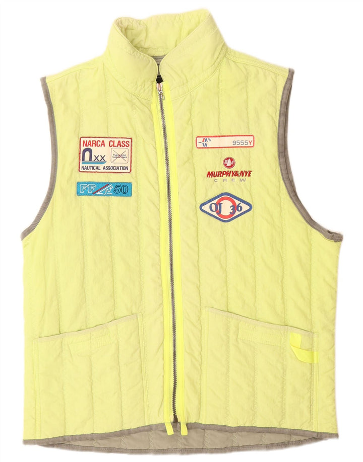 Murphy & Nye Mens Graphic Padded Gilet UK 40 Large Yellow Polyamide
