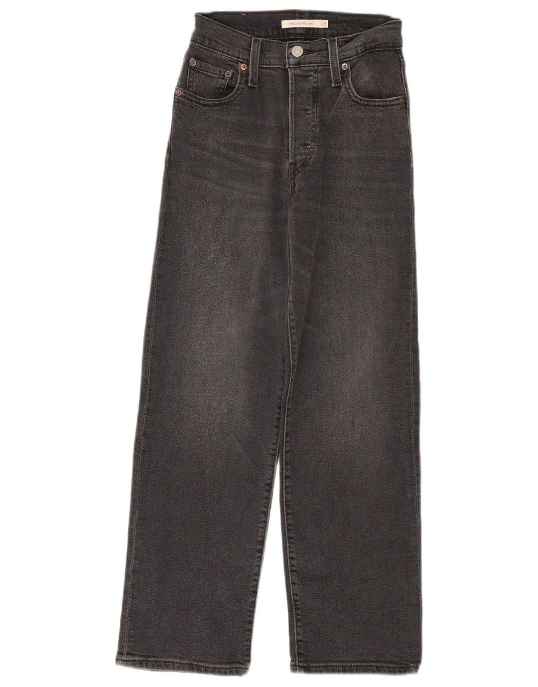 Levi's Womens Ribcage Straight Jeans W23 L27 Grey Cotton