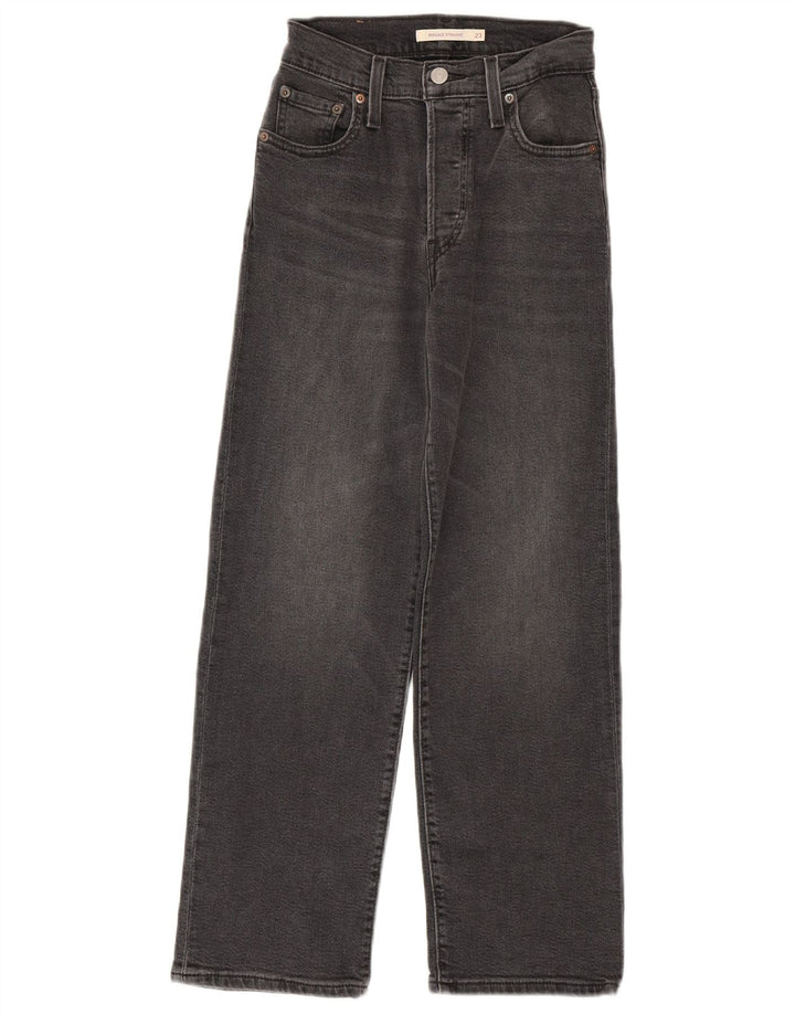 Levi's Womens Ribcage Straight Jeans W23 L27 Grey Cotton