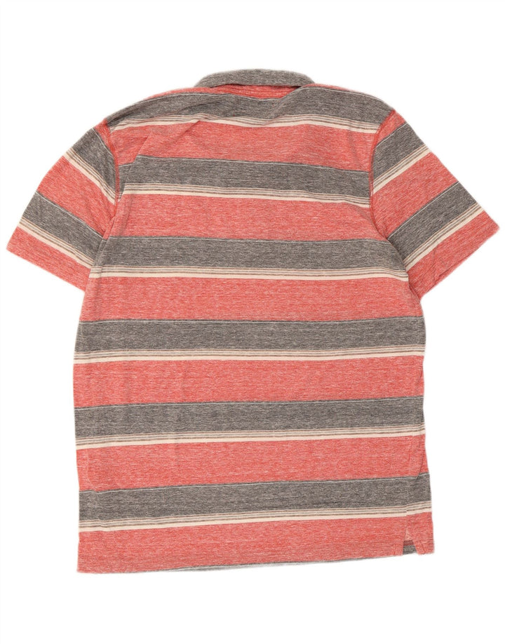 Hurley Mens Polo Shirt Large Pink Striped Polyester