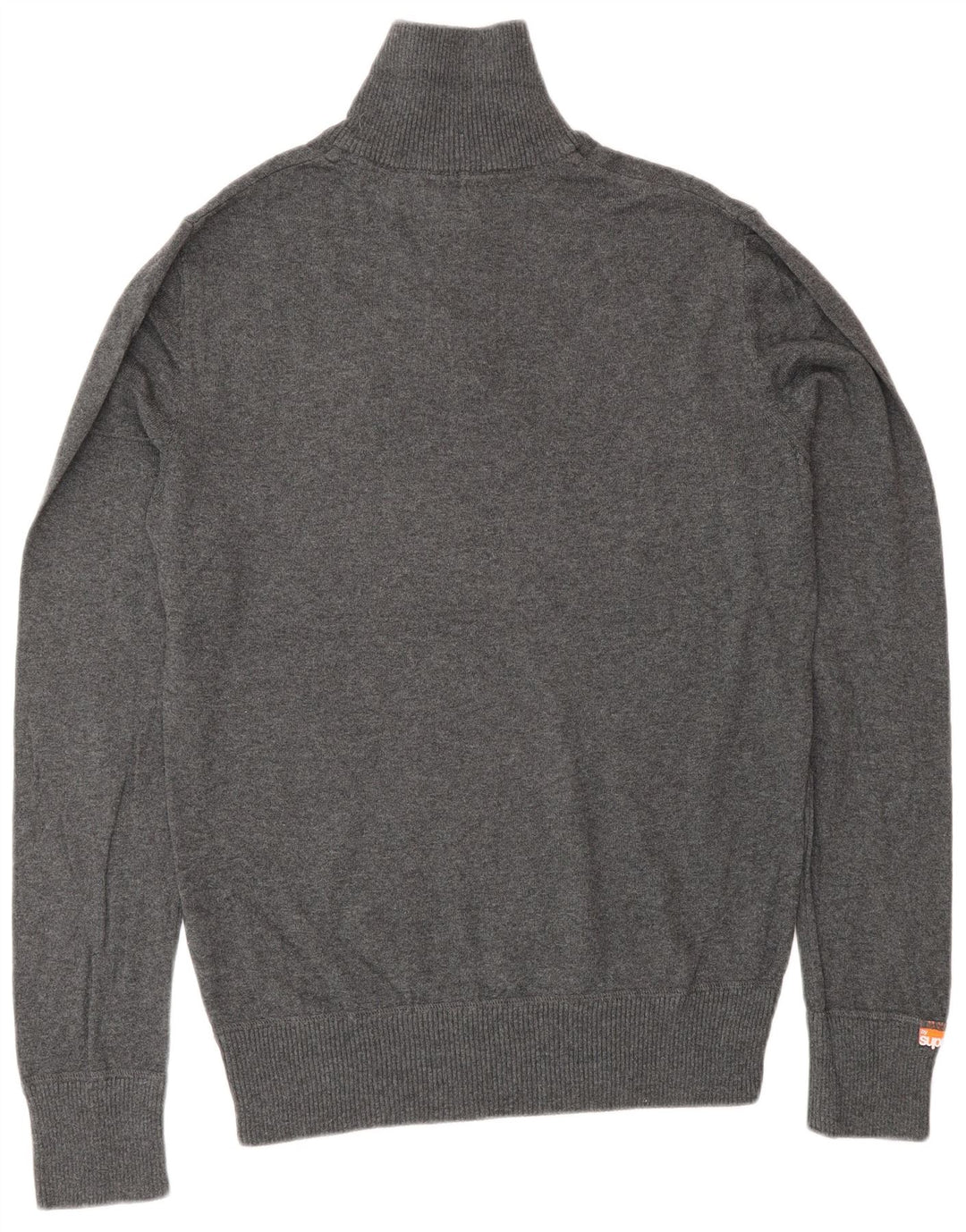 Superdry Mens Zip Neck Jumper Sweater Medium Grey Cotton