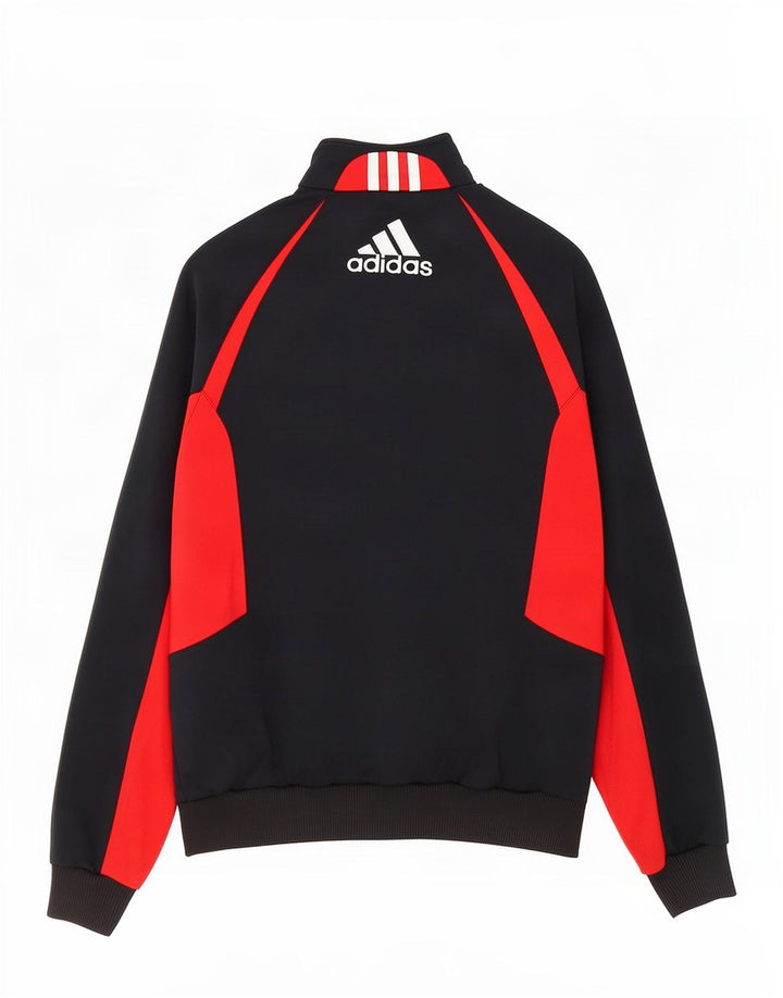 Adidas Boys Tracksuit Top Jacket 11-12 Years Black Colourblock Polyester