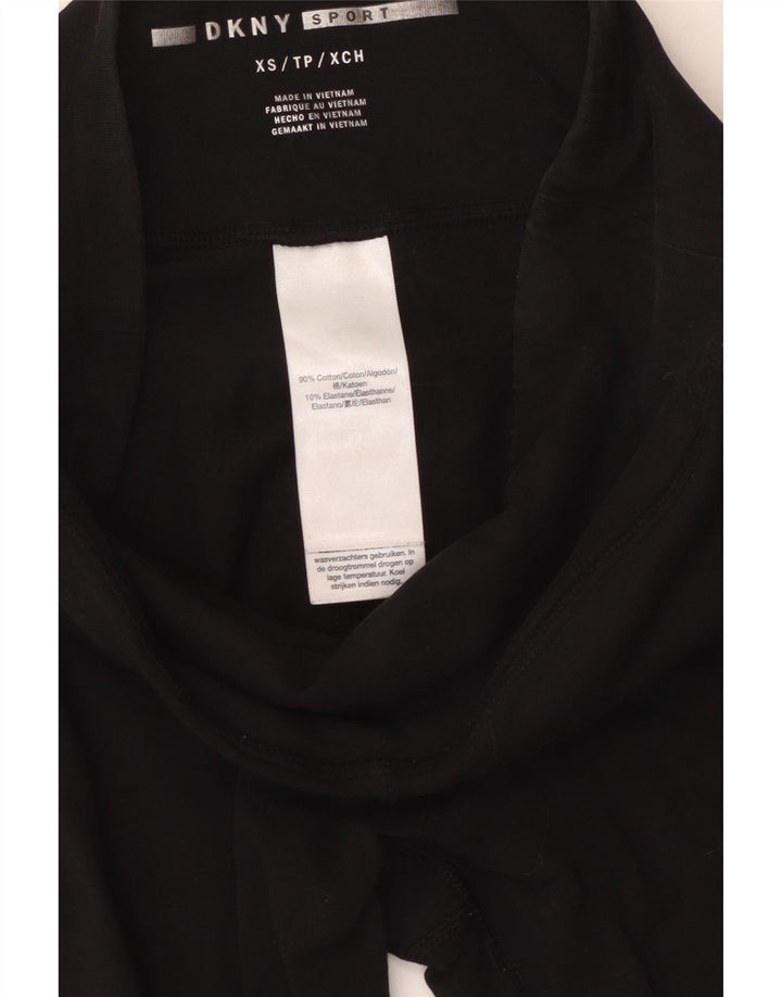 Dkny Womens Graphic Leggings UK 4 XS  Black Cotton