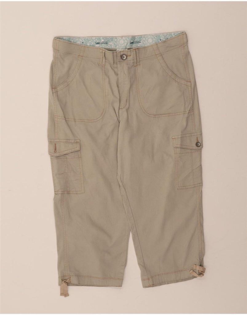LEE Womens Straight Capri Trousers US 14 XL W36 L20 Grey Cotton Vintage Lee and Second-Hand Lee from Messina Hembry 