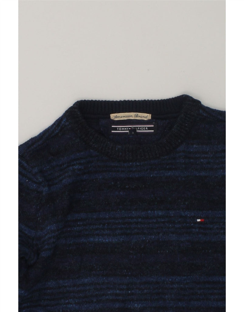 TOMMY HILFIGER Boys Crew Neck Jumper Sweater 2-3 Years Navy Blue Striped | Vintage Tommy Hilfiger | Thrift | Second-Hand Tommy Hilfiger | Used Clothing | Messina Hembry 