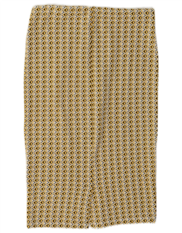 Zara Womens Midi Skirt Medium W28 Yellow Geometric