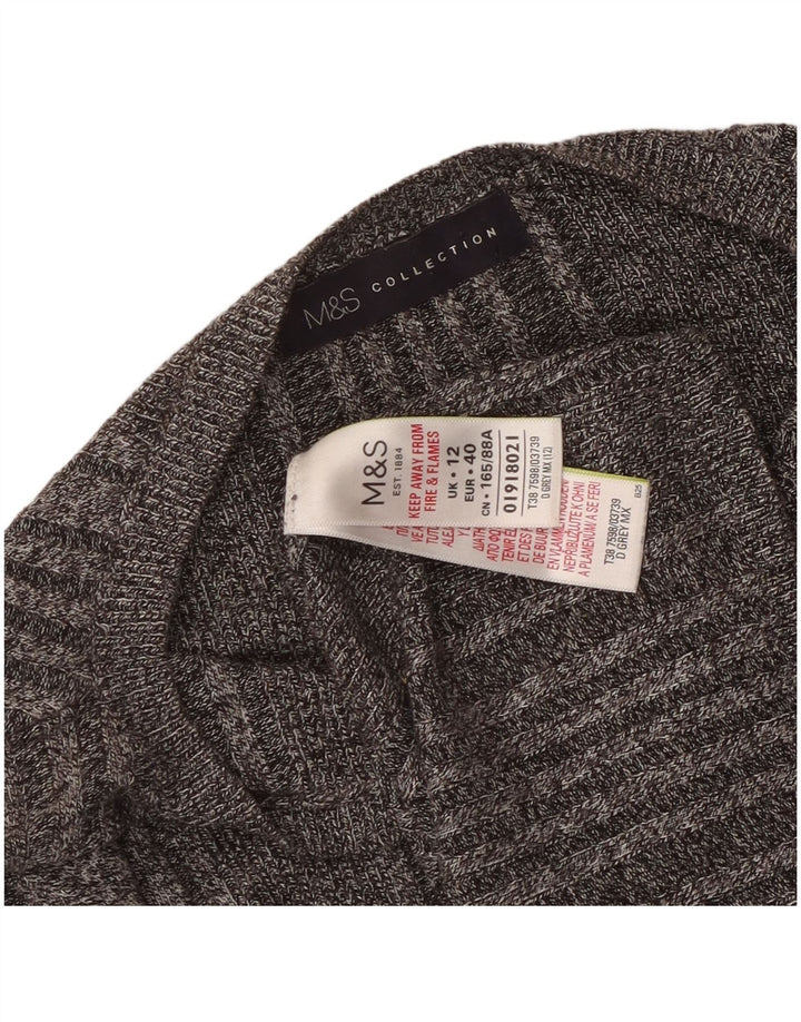 Marks & Spencer Womens Boat Neck Jumper Sweater UK 12 Medium Grey Flecked