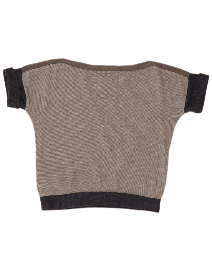 SUPERDRY Womens Oversized Graphic Sweatshirt Jumper UK 10 Small Grey