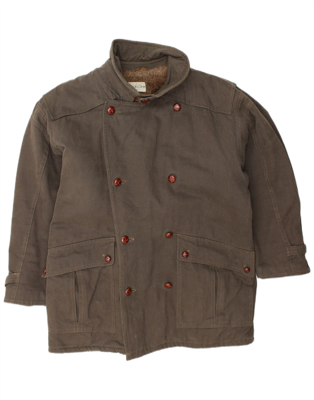 VINTAGE Mens Sherpa Jacket UK 40 Large Brown Cotton