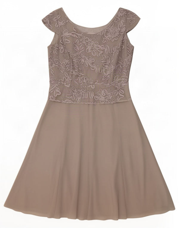 Jaques Vert Womens A-Line Dress UK 14 Large Grey Floral Nylon