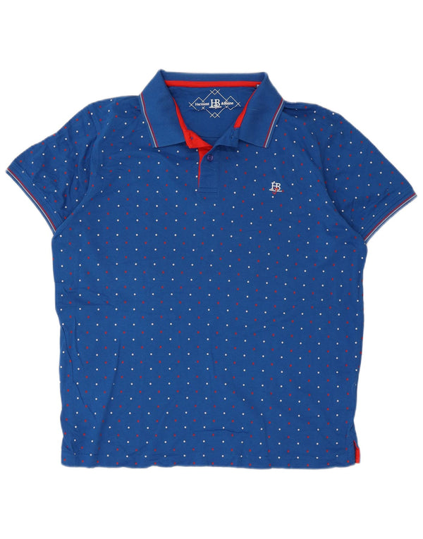 Harmont & Blaine Mens Polo Shirt XL Blue Polka Dot Cotton