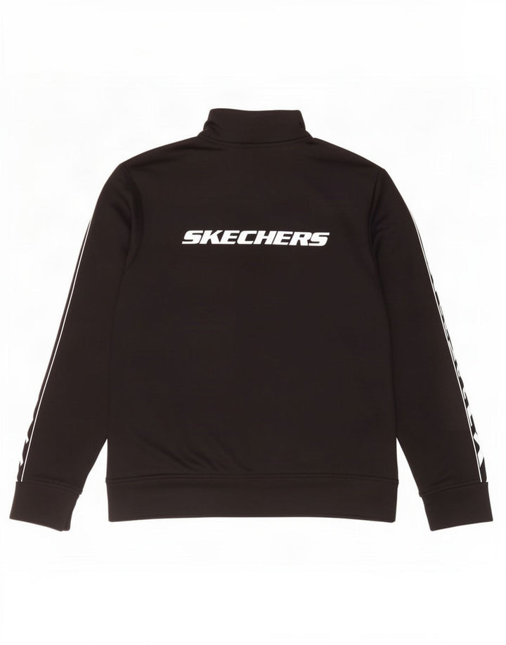 Skechers Womens Graphic Tracksuit Top Jacket UK 14 Medium Black Polyester