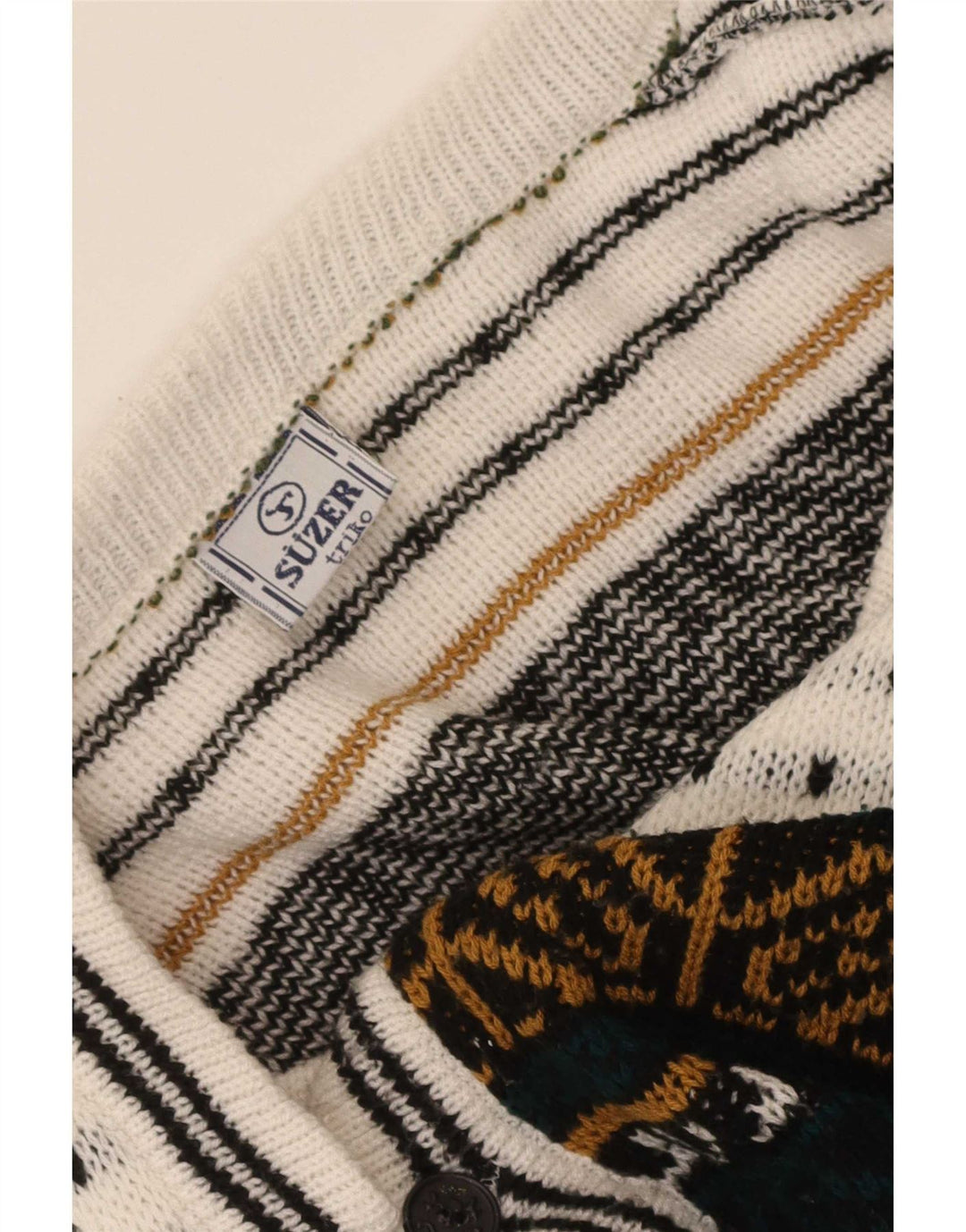 Vintage Mens Cardigan Sweater Large Multicoloured Fair Isle