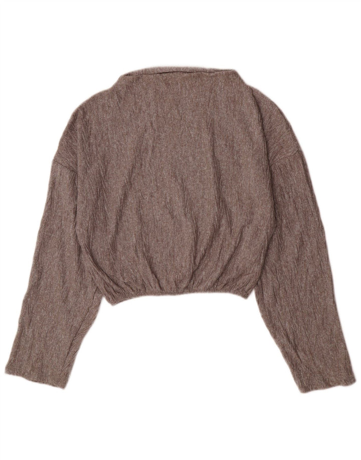 Zara Womens Crop Boat Neck Jumper Sweater UK 10 Small Grey Polyester