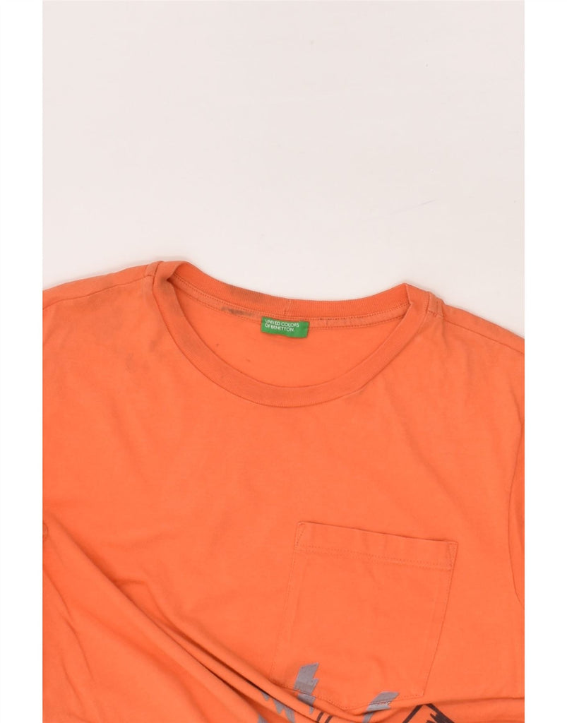 BENETTON Boys Graphic T-Shirt Top 13-14 Years 3XL Orange Cotton | Vintage Benetton | Thrift | Second-Hand Benetton | Used Clothing | Messina Hembry 