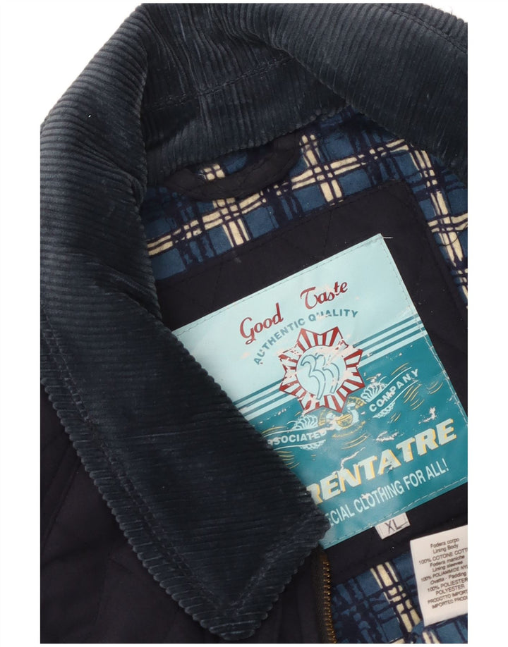 Vintage Mens Quilted Jacket UK 42 XL Navy Blue Polyester