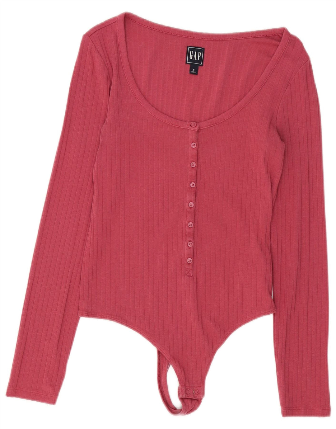 Gap Womens Long Sleeve Bodysuit UK 10 Small Pink Cotton