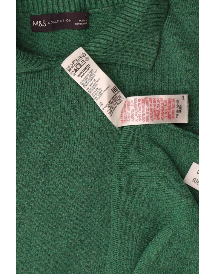 Marks & Spencer Womens Oversized Jumper Dress UK 16 Large Green Viscose