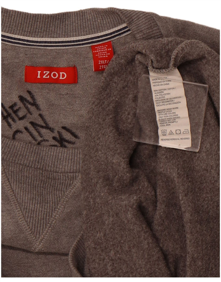 Izod Mens Sweatshirt Jumper 2XL Grey Cotton