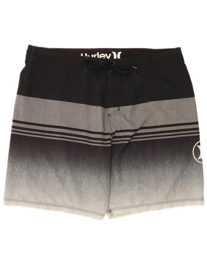 Hurley Mens Swimming Shorts XL  Black Striped Polyester
