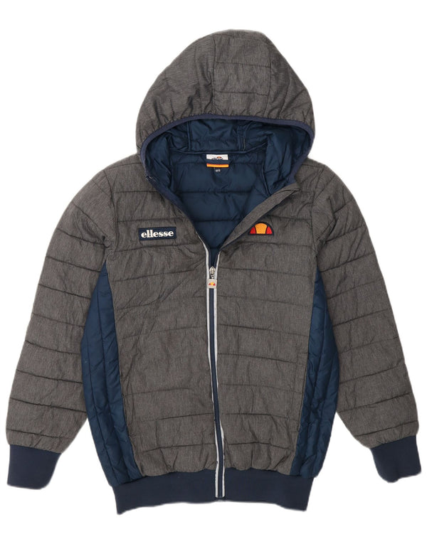 Ellesse Boys Hooded Padded Jacket 12-13 Years Grey Colourblock Nylon
