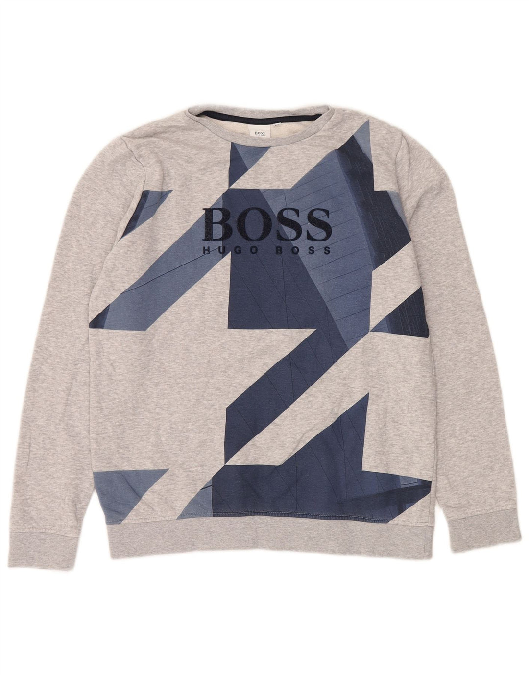 HUGO BOSS Boys Graphic Sweatshirt Jumper 15-16 Years Medium Grey Geometric