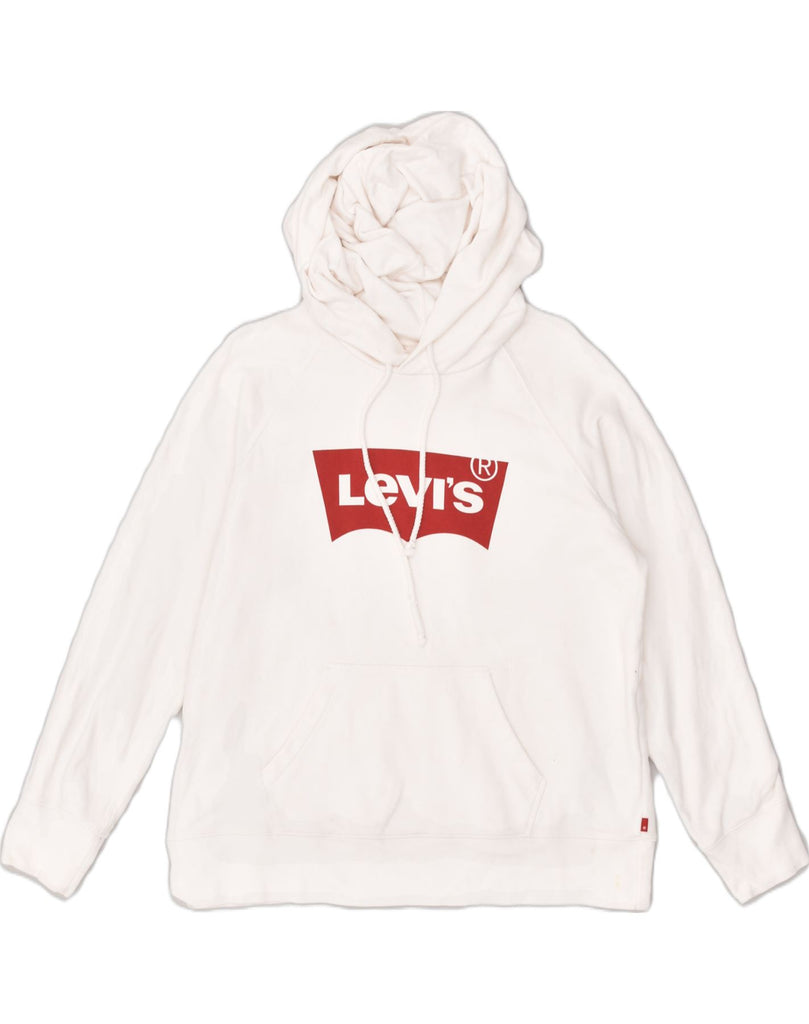 LEVI'S Mens Graphic Hoodie Jumper Medium White Cotton | Vintage Levi's | Thrift | Second-Hand Levi's | Used Clothing | Messina Hembry 