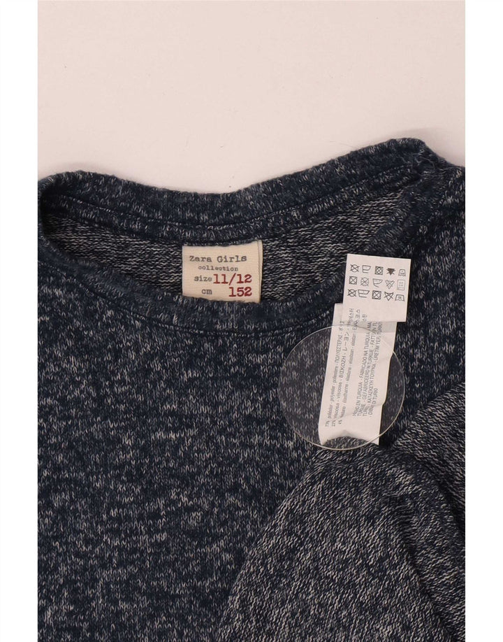 Zara Girls Sweatshirt Jumper 11-12 Years Navy Blue Flecked Polyester