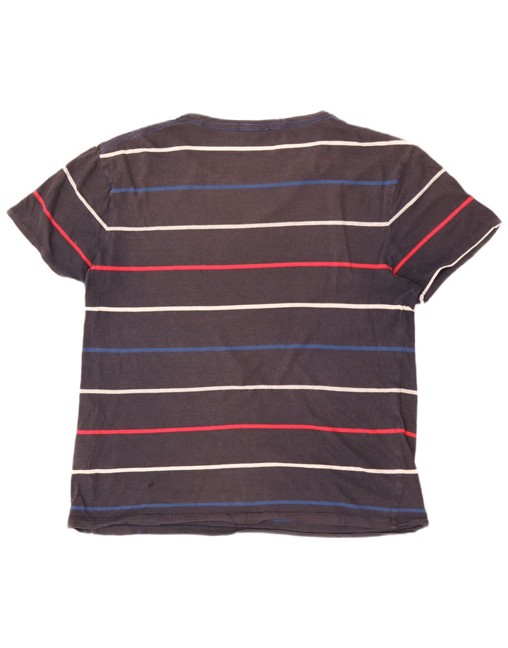 GANT Mens T-Shirt Top Large Grey Striped Cotton
