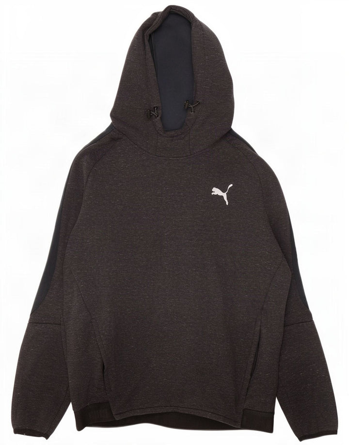 Puma Mens Hoodie Jumper Large Grey Flecked Cotton