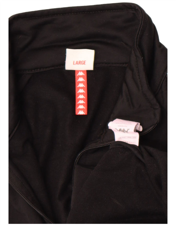 Kappa Mens Graphic Tracksuit Top Jacket Large Black Colourblock Polyester