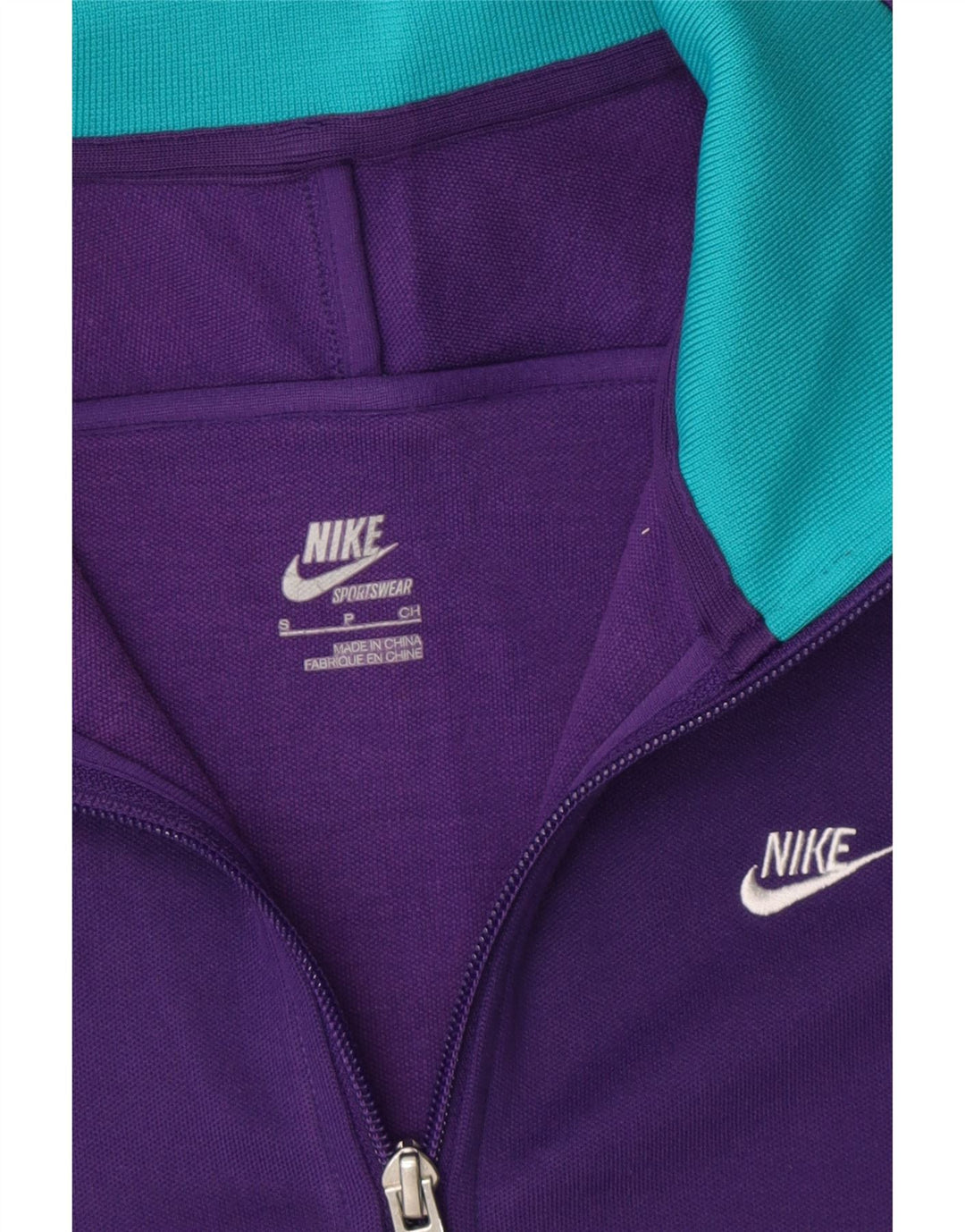 NIKE Womens Tracksuit Top Jacket UK 10 Small Purple Colourblock Polyester Vintage Nike and Second-Hand Nike from Messina Hembry 