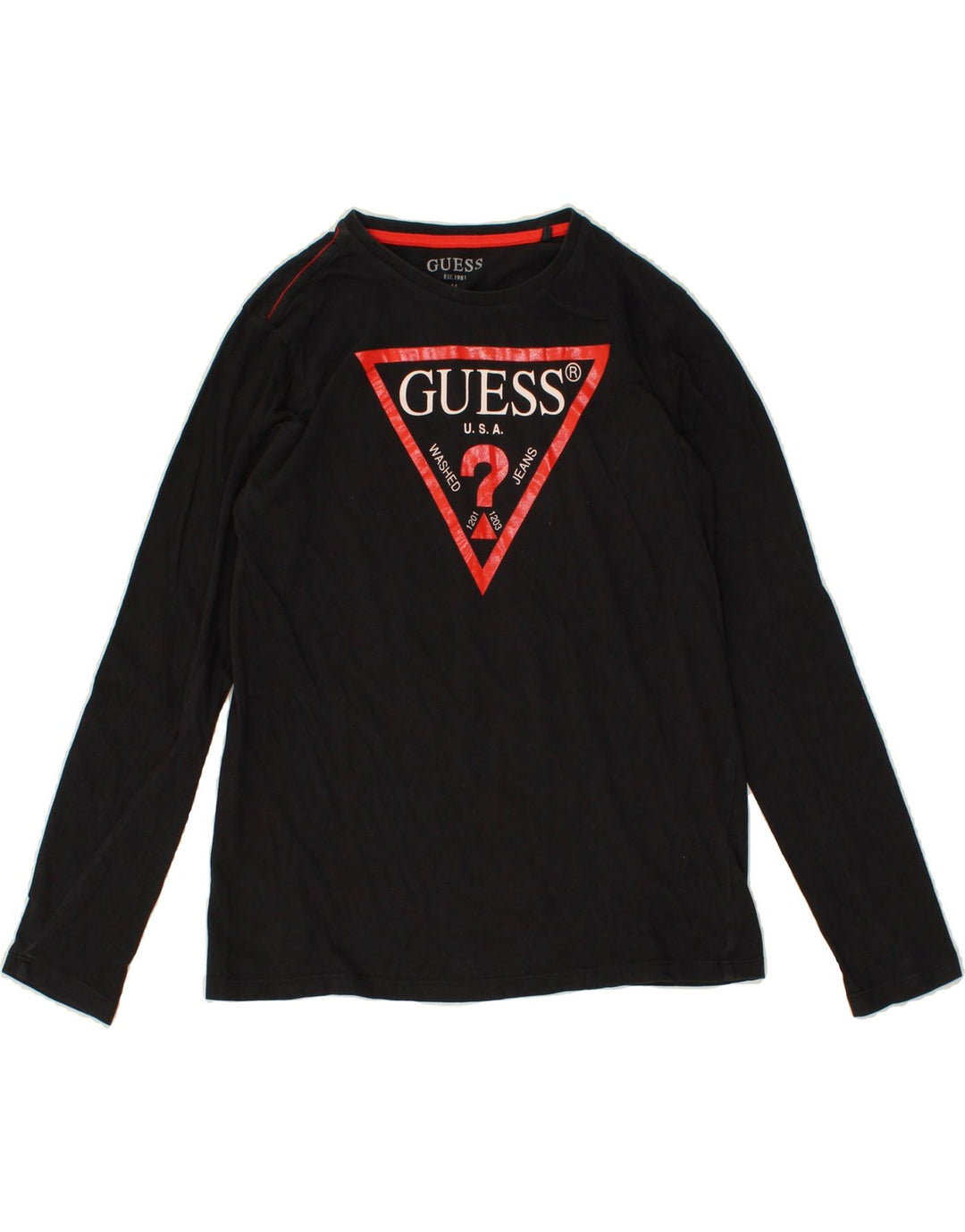GUESS Boys Graphic Top Long Sleeve 13-14 Years Black Cotton Vintage Guess and Second-Hand Guess from Messina Hembry 