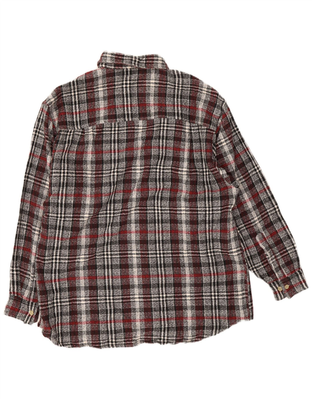 Vintage Mens Flannel Shirt Size 16 1/2 Large Grey Check Cotton