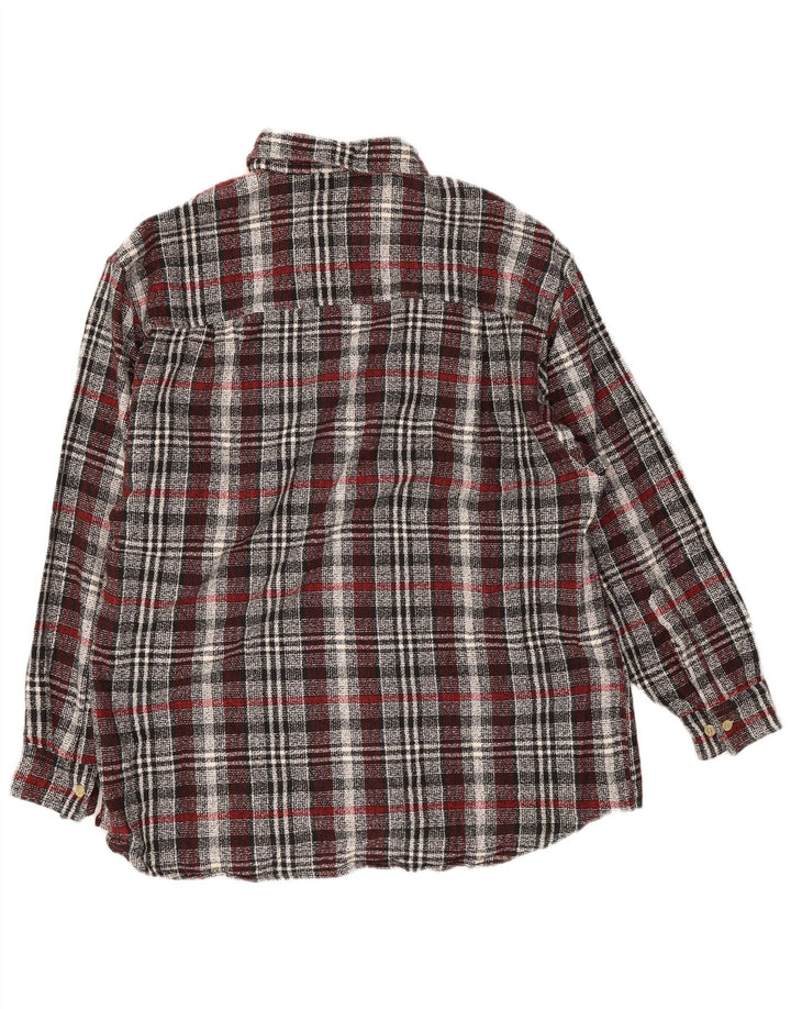 Vintage Mens Flannel Shirt Size 16 1/2 Large Grey Check Cotton
