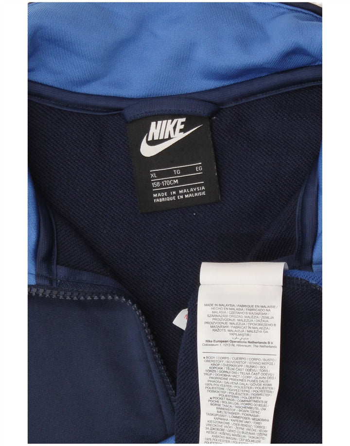 Nike Boys Tracksuit Top Jacket 13-14 Years XL Navy Blue Colourblock