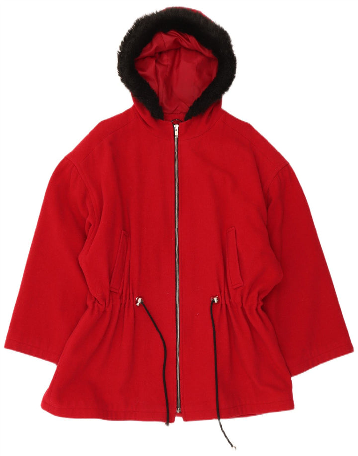 Vintage Womens Hooded Windbreaker Jacket UK 20 2XL Red