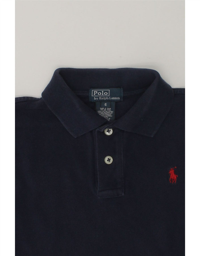 POLO RALPH LAUREN Boys Long Sleeve Polo Shirt 5-6 Years Navy Blue Cotton | Vintage Polo Ralph Lauren | Thrift | Second-Hand Polo Ralph Lauren | Used Clothing | Messina Hembry 
