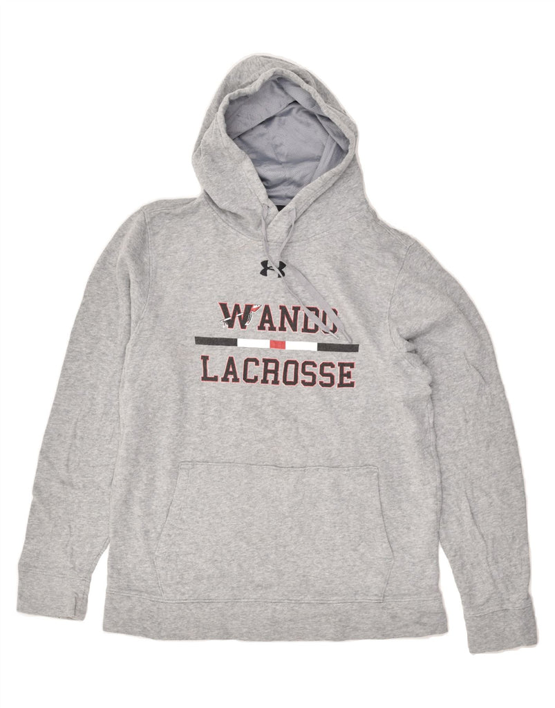 UNDER ARMOUR Mens Wando Lacrosse Graphic Hoodie Jumper Small Grey Cotton | Vintage Under Armour | Thrift | Second-Hand Under Armour | Used Clothing | Messina Hembry 